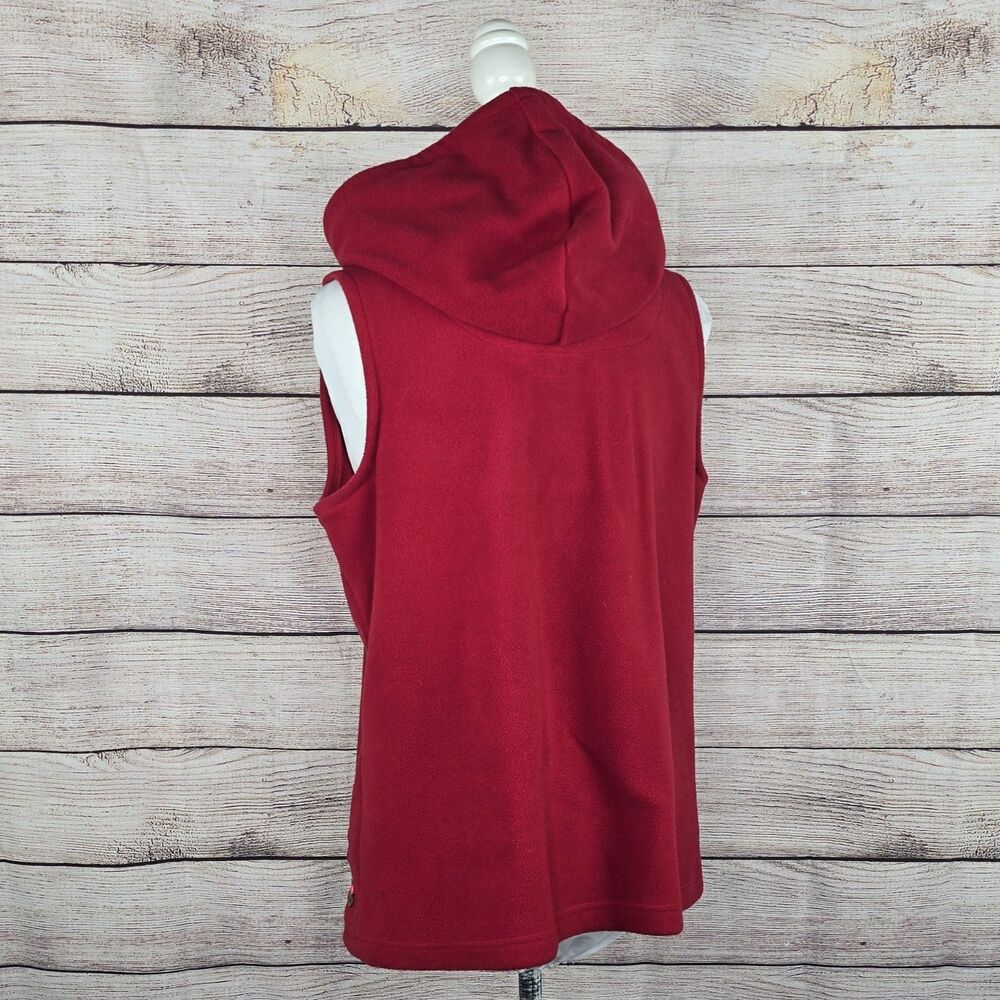 Christopher & Banks Vintage Christmas Hooded Fleece Vest Embroidered Medium - Picture 3 of 8